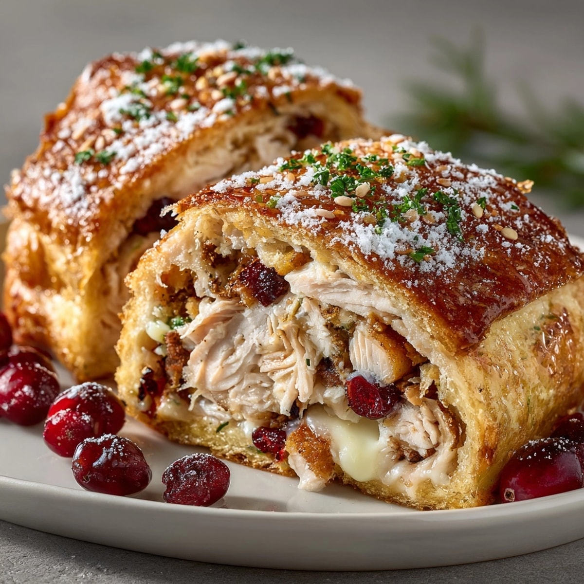 Warm Turkey & Cranberry Stuffing Stromboli—cheesy, savory, and fruity holiday leftovers reimagined.