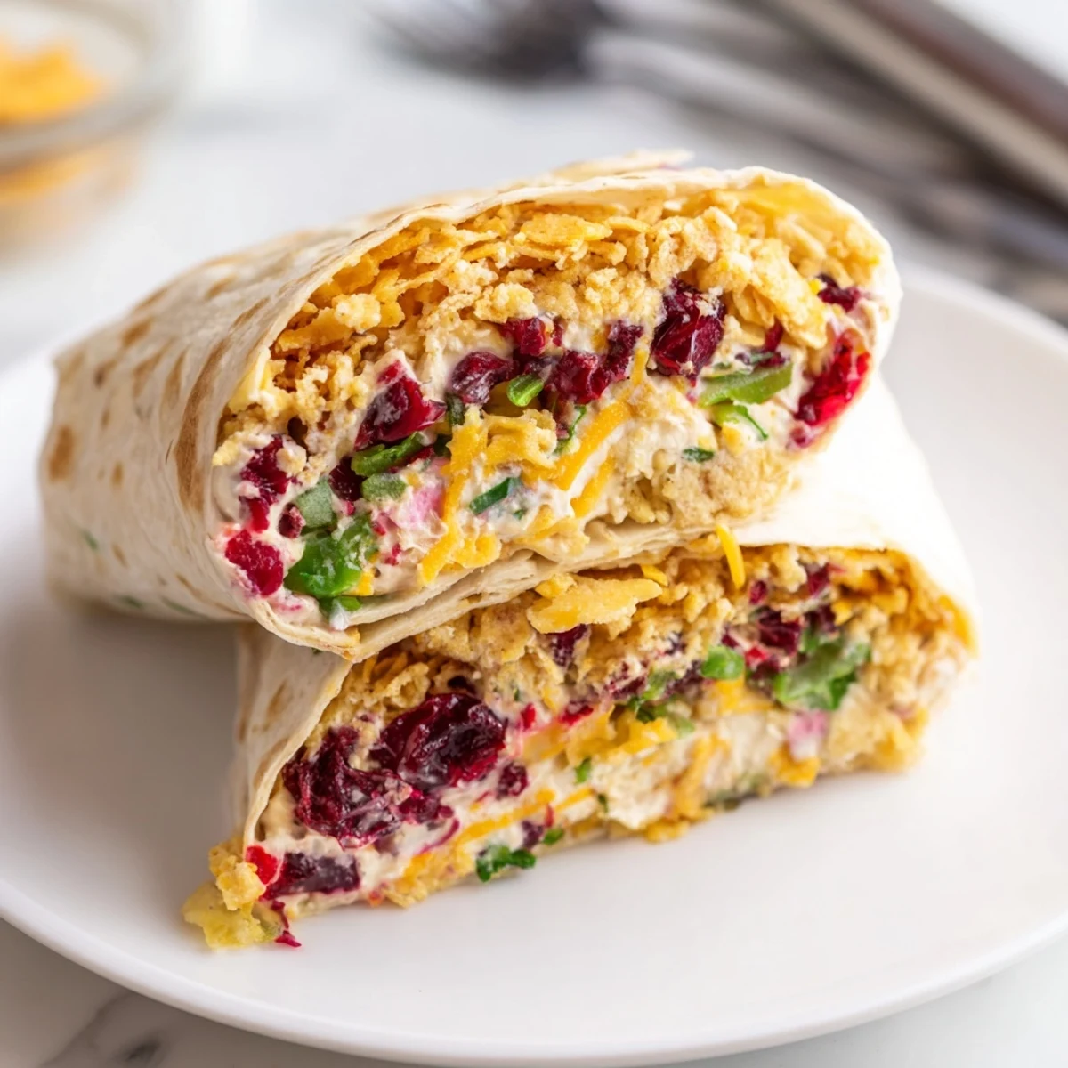 Enjoy the spicy-sweet flavors of Cranberry Jalapeño Dip Crunch Wraps at gatherings!  