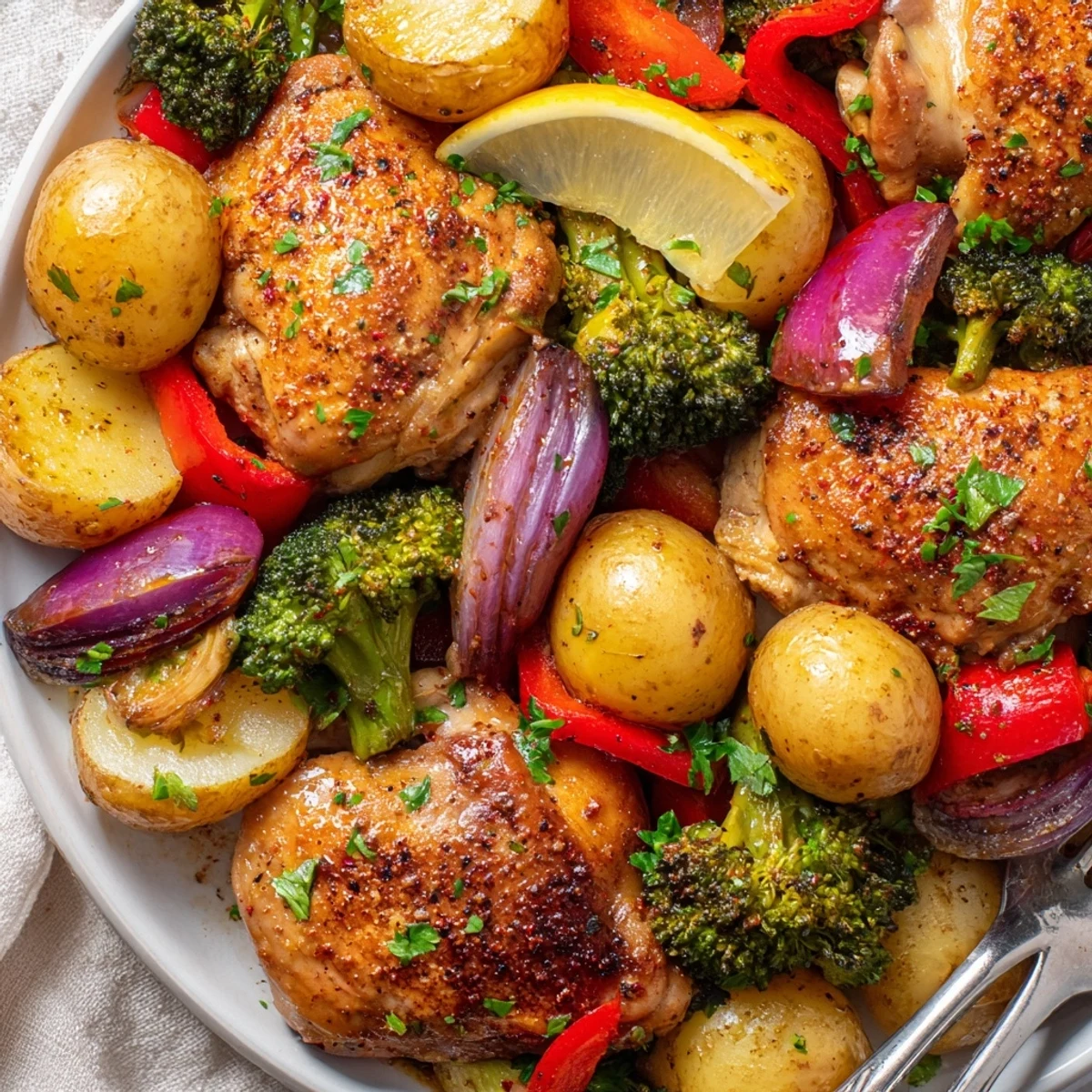 Savory Lazy Gourmet Chicken & Vegetable One-Pot, showcasing tender chicken and fresh veggies.