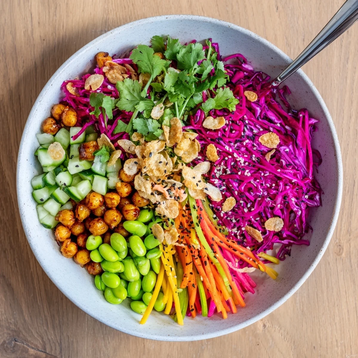 Vibrant ASMR Crunch Snack Bowls filled with colorful veggies and crunchy toppings.