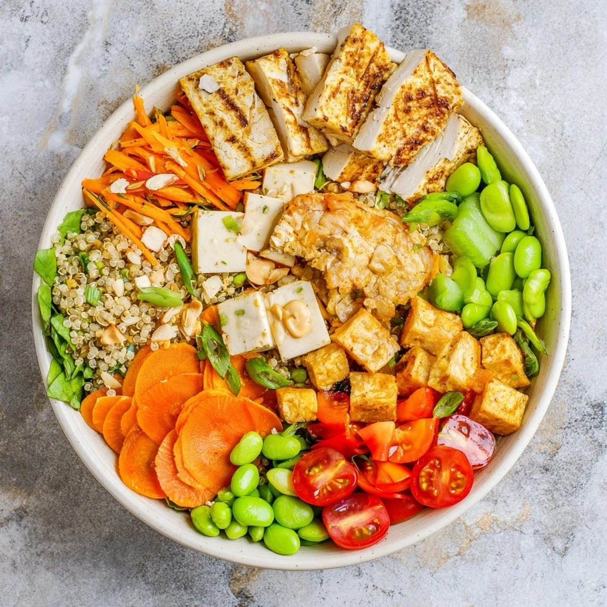 Guests mix flavorful proteins and vibrant vegetables in this interactive plated meals recipe.  