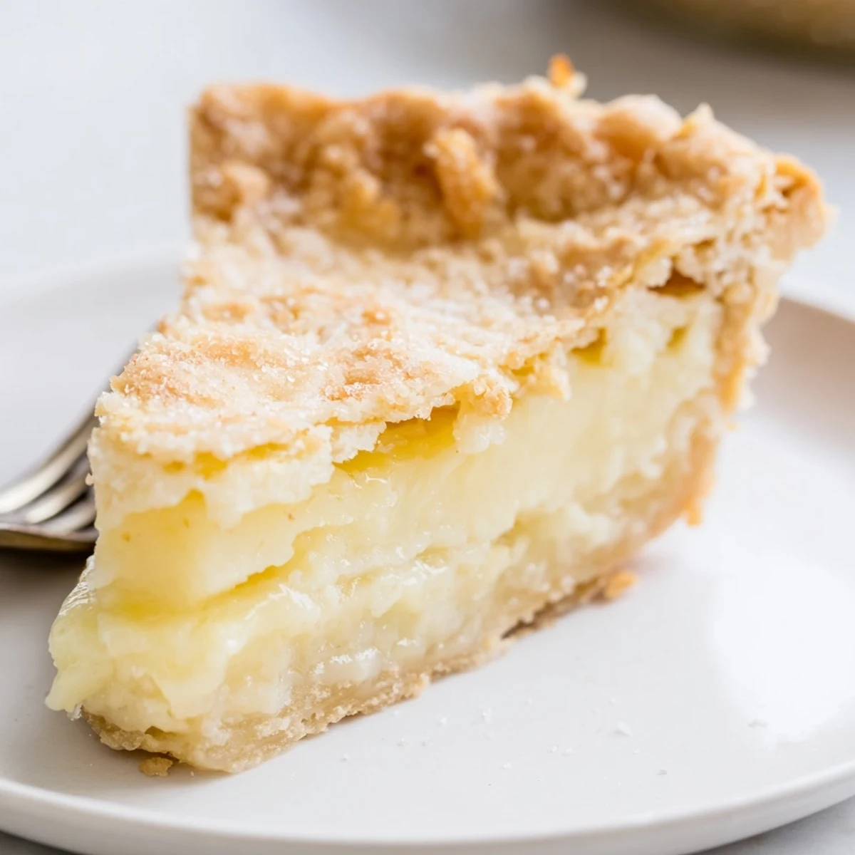 A creamy, custard-like Water Pie on a golden, flaky crust awaits your taste.  