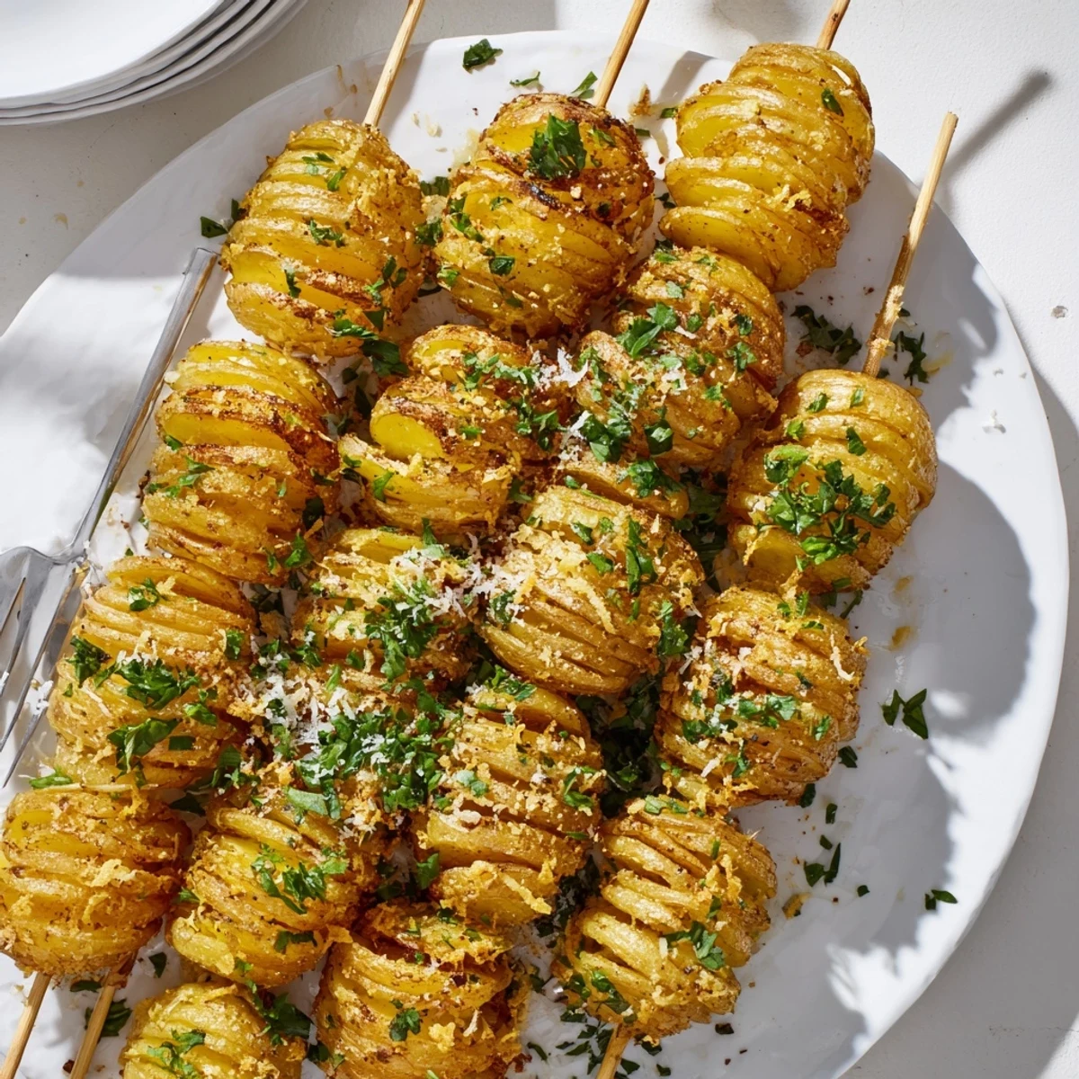 Delicious air-fryer tornado potatoes with olive oil and spices, served warm.