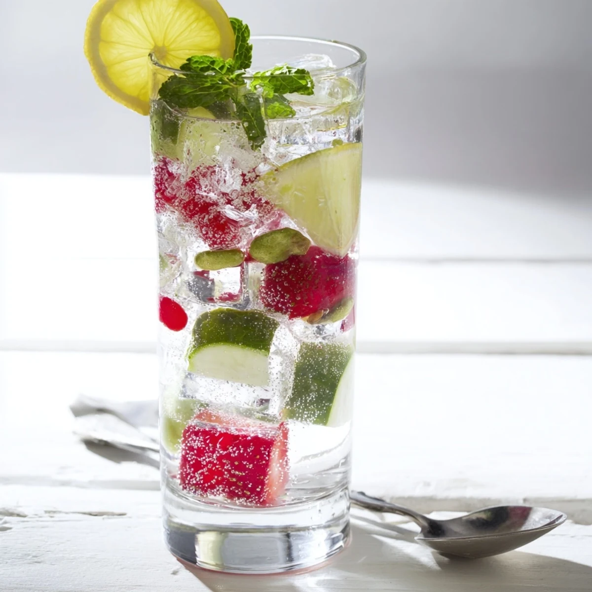 Refreshing water-based mocktails with fresh fruit and herbs for hydration.  