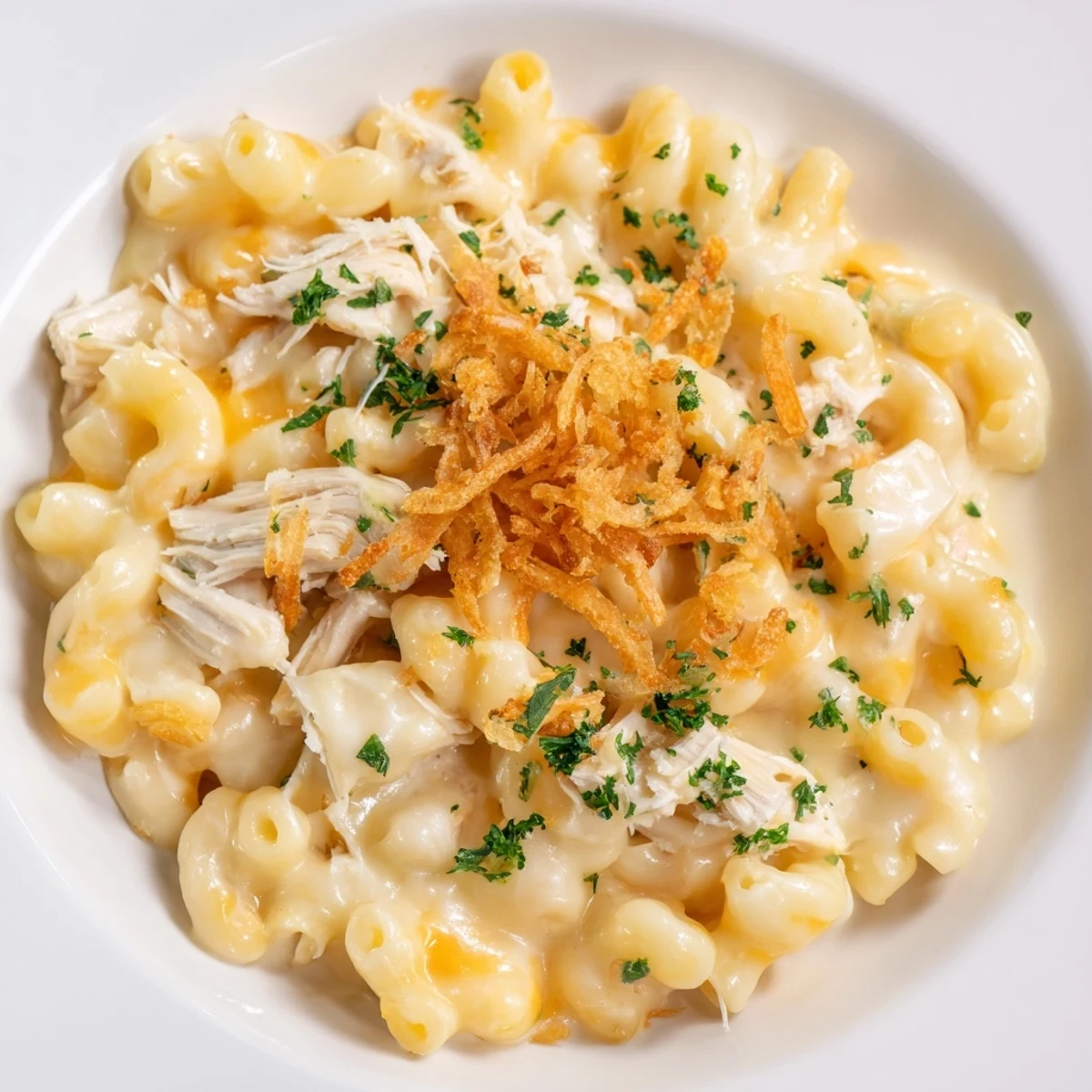 One-Pot Honey BBQ Chicken Mac and Cheese is creamy and bubbling, inviting you to enjoy this comfort food.