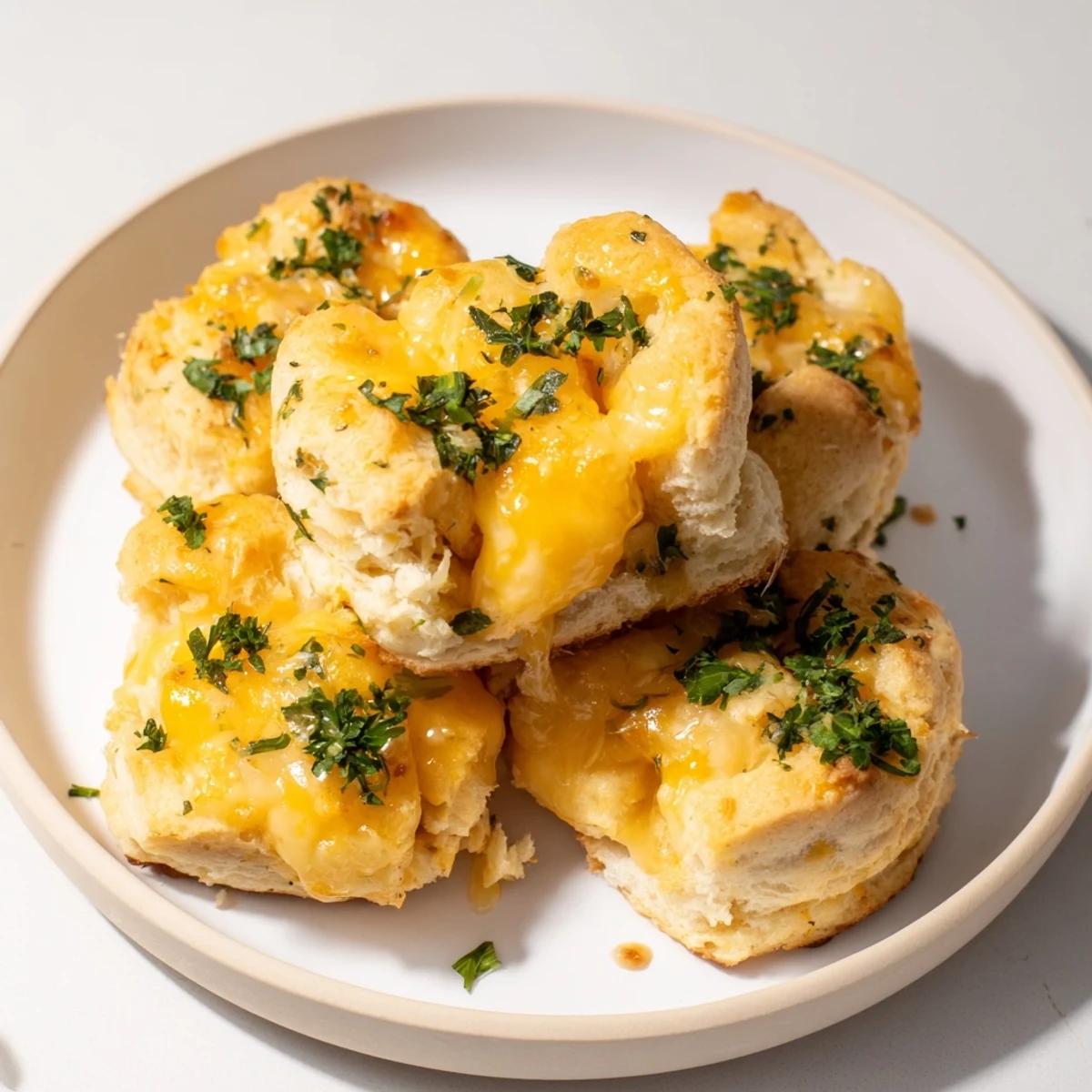 Golden-brown Mini Cheddar Bay Biscuit Pull-Aparts, warm from the oven, ready for sharing with friends.