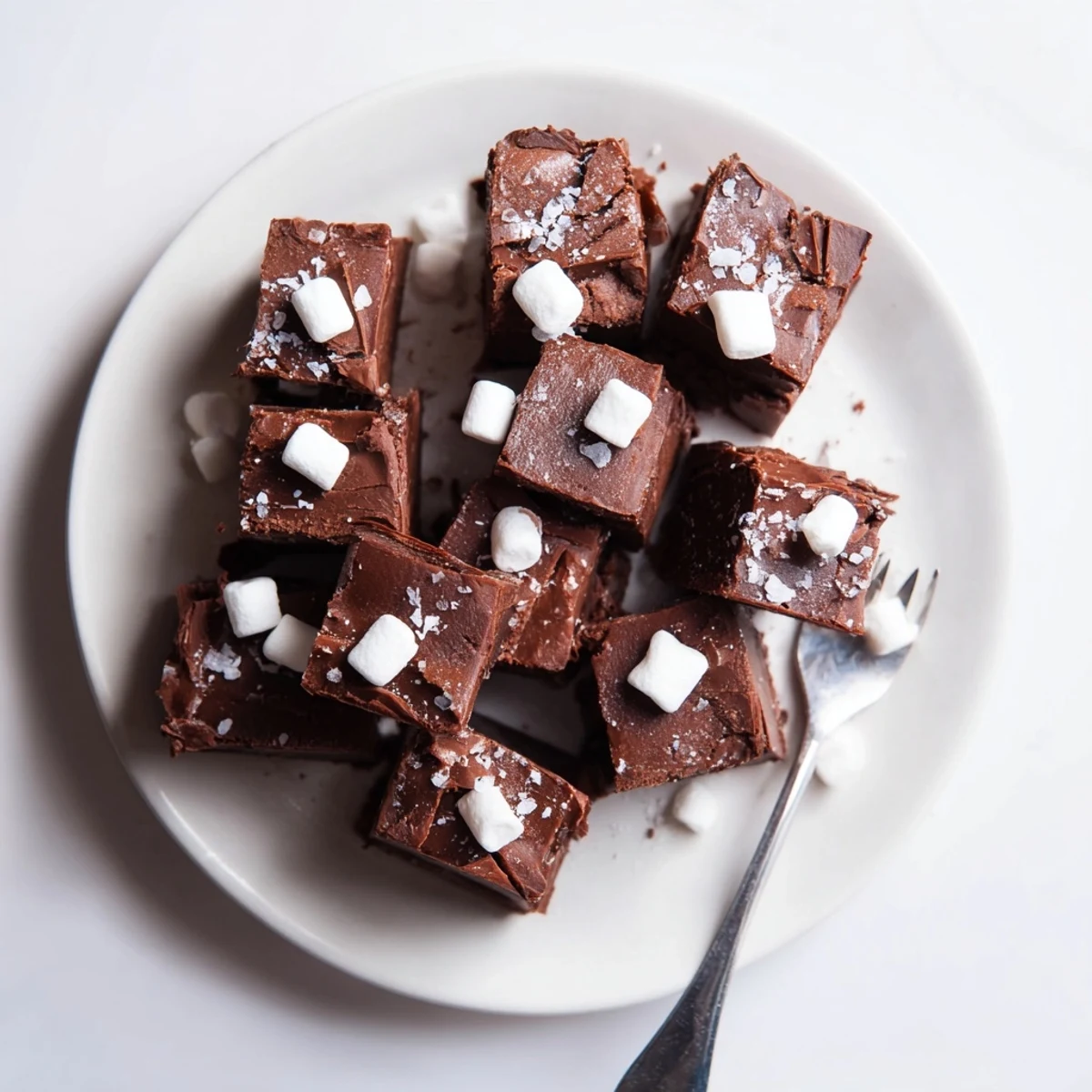A glistening square of Easy Marshmallow Fudge, offering a sweet and creamy chocolate experience.