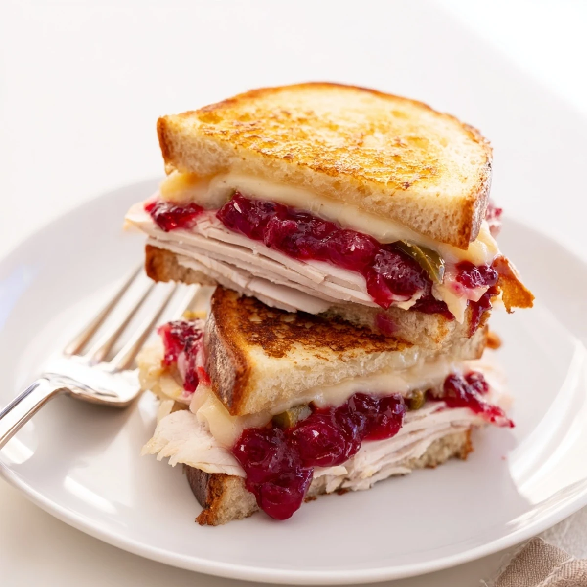Air Fryer Jalapeño Cranberry Turkey Grilled Cheese: a delicious, festive grilled cheese sandwich, ready to enjoy.