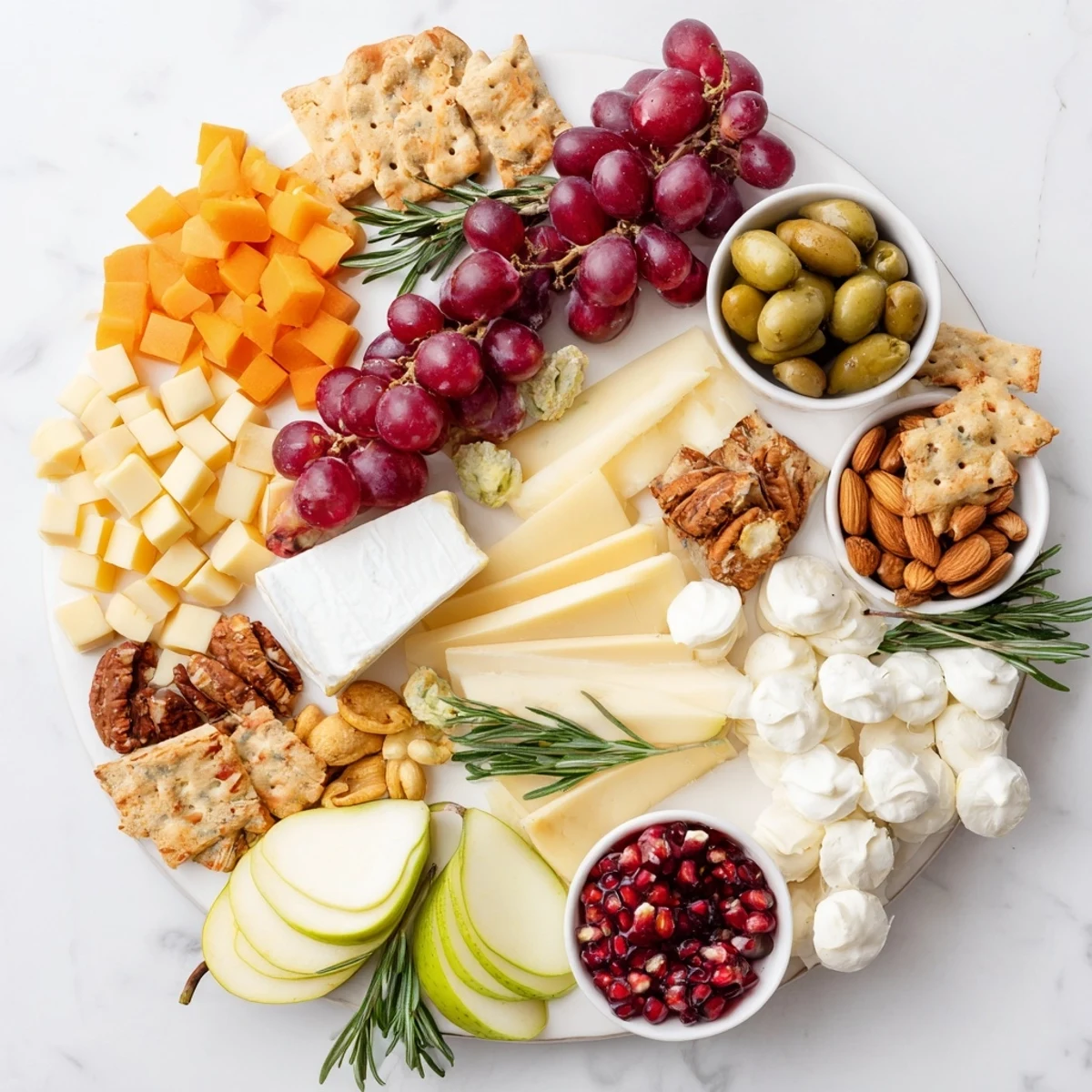 Vibrant photo of a Winter Wonderland Grazing Tray, filled with colorful snacks perfect for holidays.