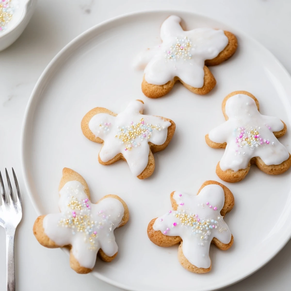 Golden, crispy Biscuits Anges de Noël cookies shaped like angels, ready for holiday treats.