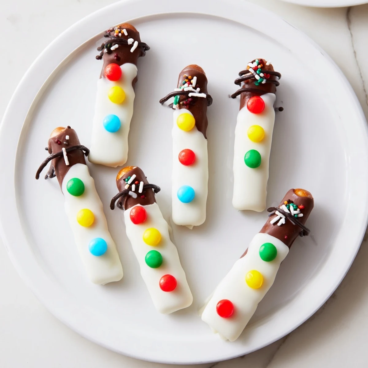 Festive Pretzel Sticks and Dip Christmas Lights ready to eat—a colorful, kid-friendly holiday snack.