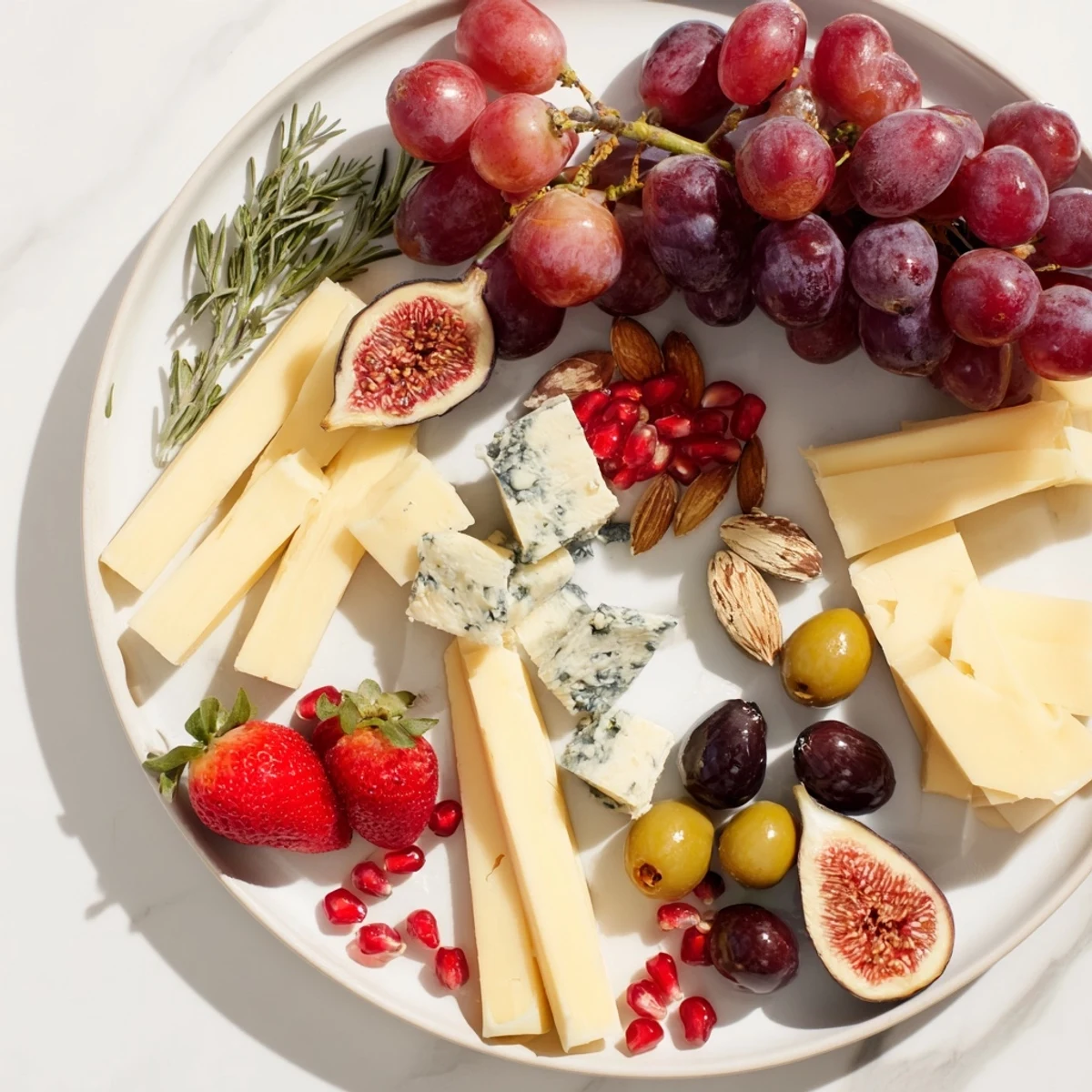 A vibrant The Final Curtain grazing board overflowing with cheeses, fruits, and charcuterie for guests to enjoy.