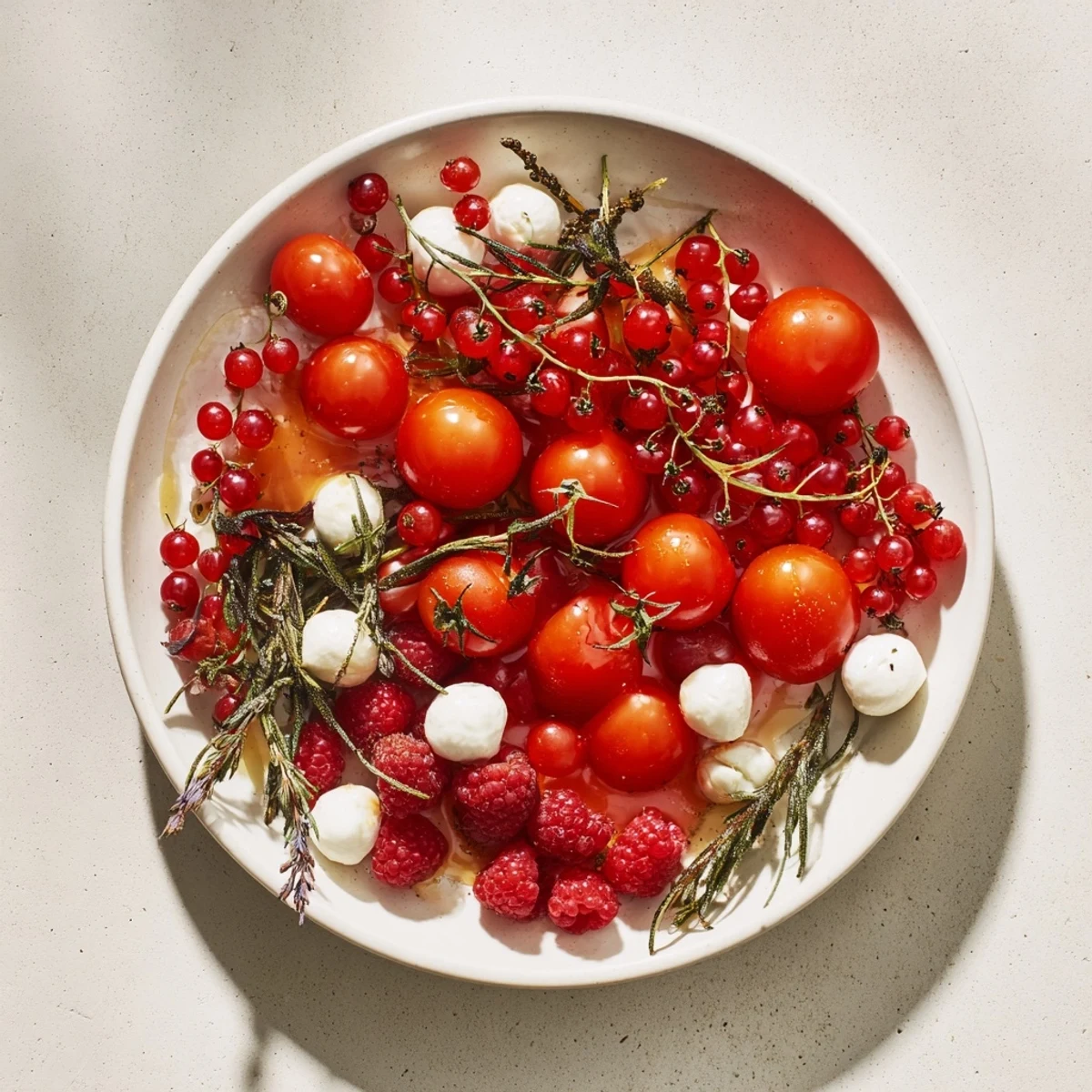 Vibrant Holly Berry Cluster appetizer with fresh red berries nestled among green herbs, ready to serve.