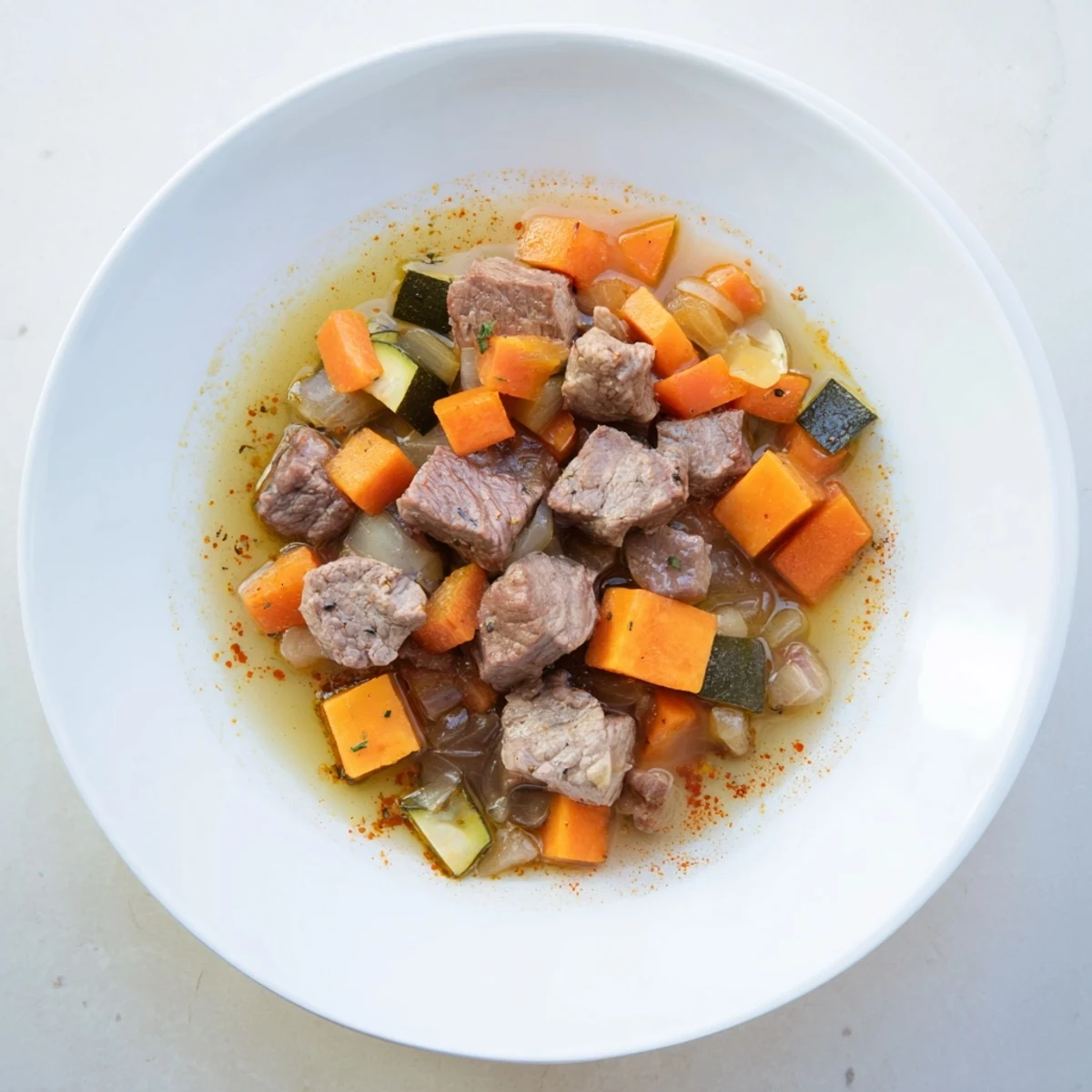 This baby's sweet lamb platter shows how perfectly cooked the lamb and vegtables are for little ones.