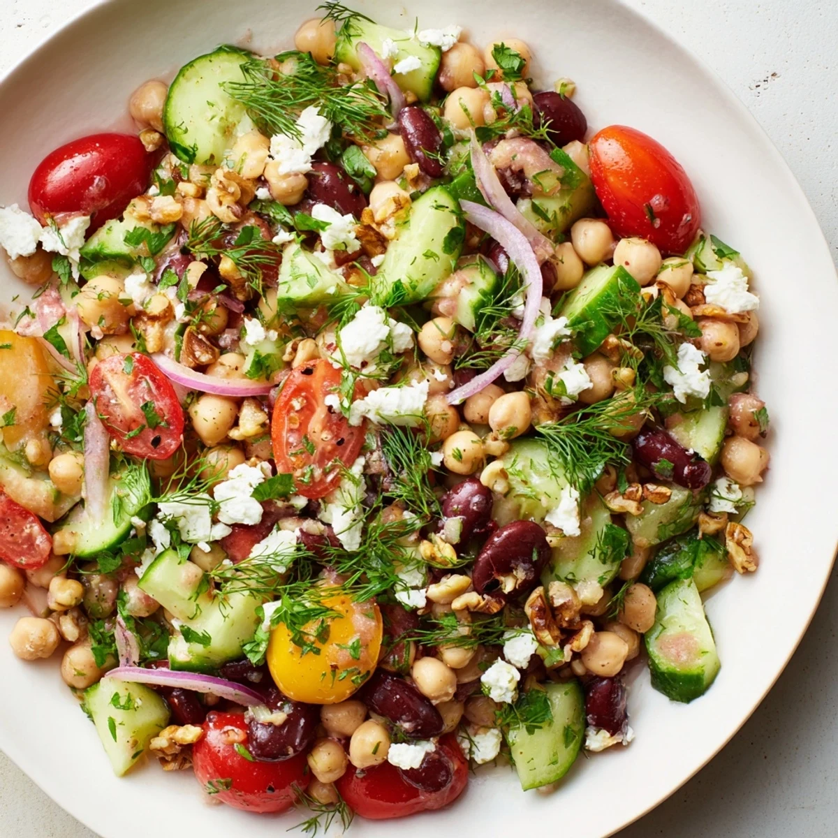 Vibrant Dense Bean Salad, tossed in tart cherry vinaigrette, ready to promote restful sleep.