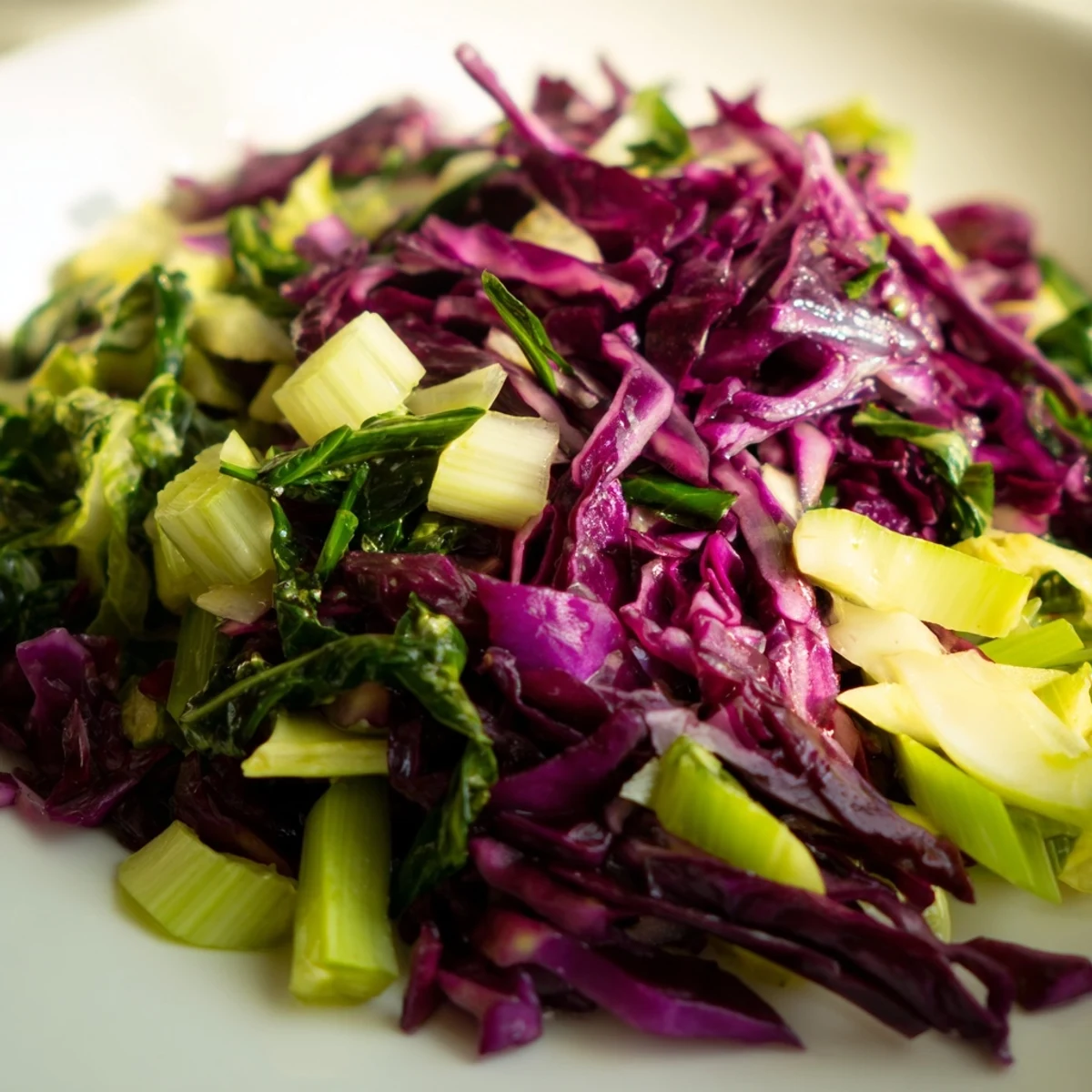 Vibrant Green Goddess Detox Cabbage Salad with crisp veggies and a tangy lemon dressing for a healthy meal.