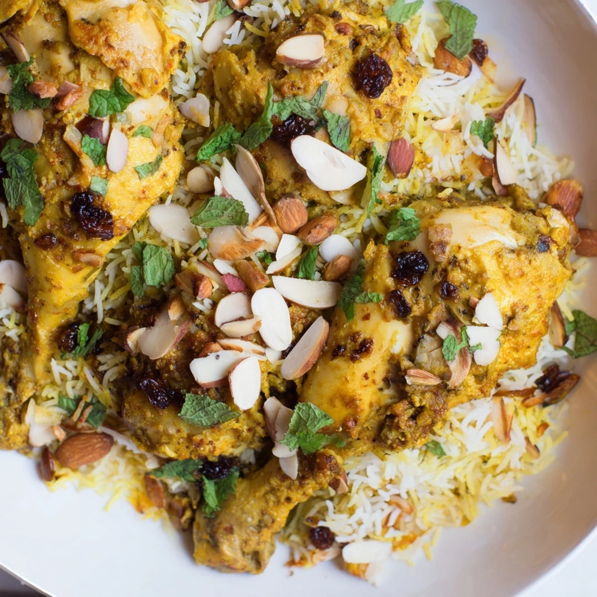 Golden layers of Kuwaiti biryani, a flavorful dish with aromatic rice and tender meat.