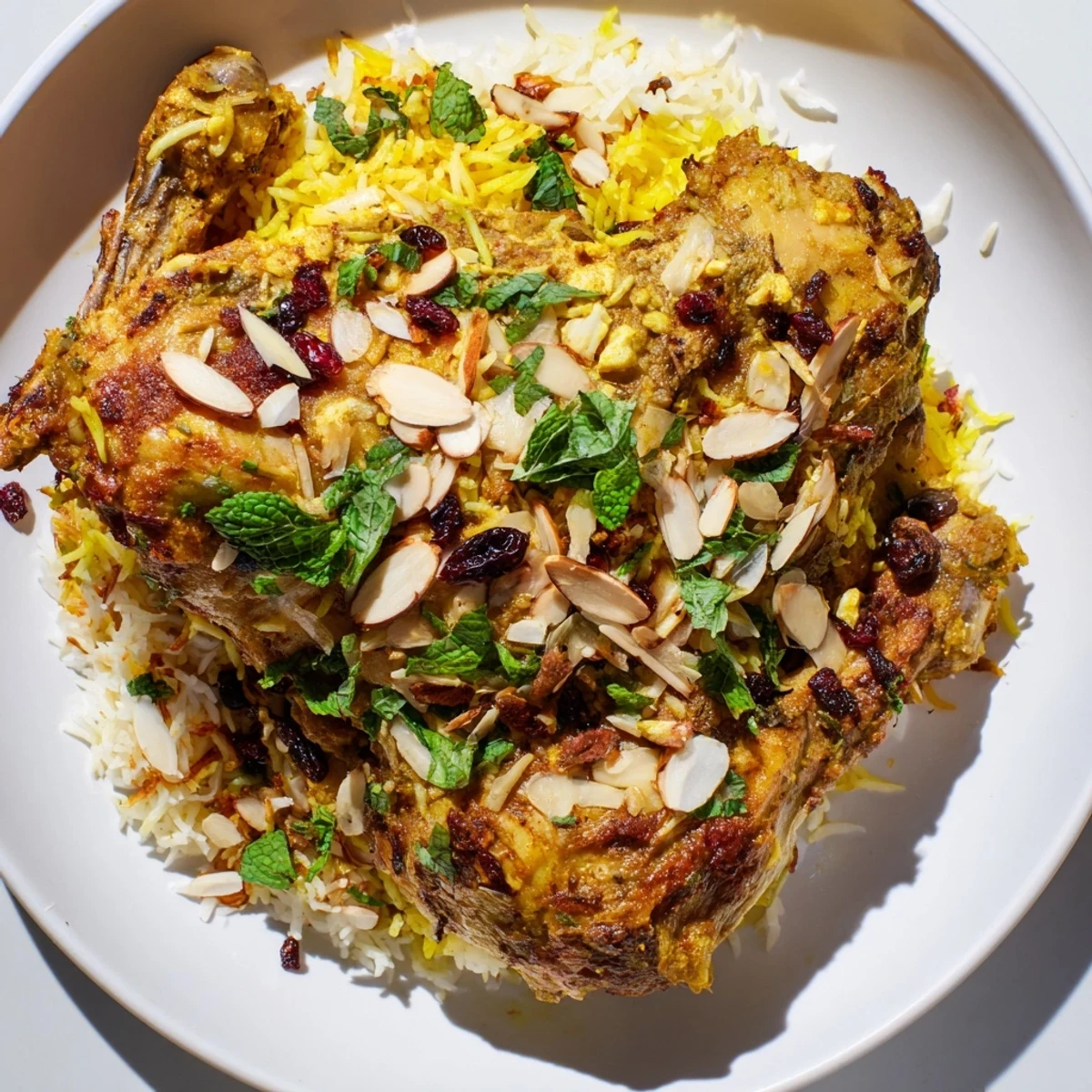 A steaming pot of Kuwaiti biryani rice, showcasing fluffy spiced rice and tender meat.