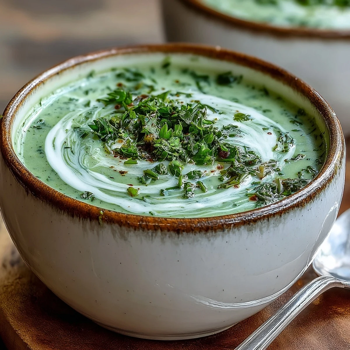 Creamy Celery and Herb Soup: smooth, comforting bowl with fresh parsley garnish.