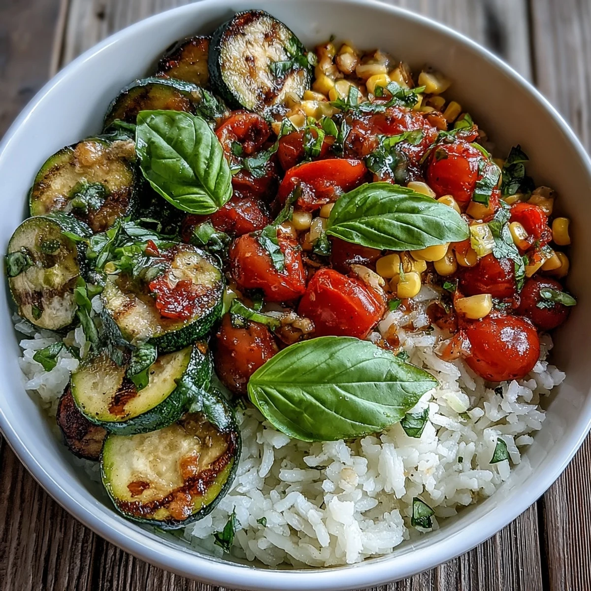 Summer Vegetable Bowl served hot with fresh basil garnish and a drizzle of lemon juice.