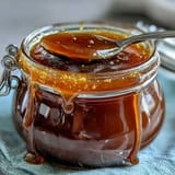 A golden jar of dandelion jelly, its floral aroma wafting from the lid, ready to spread on warm toast.
