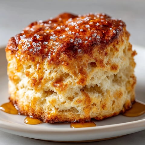 Cinnamon Honey Butter Biscuits stacked on a plate, golden brown with honey glaze glistening.