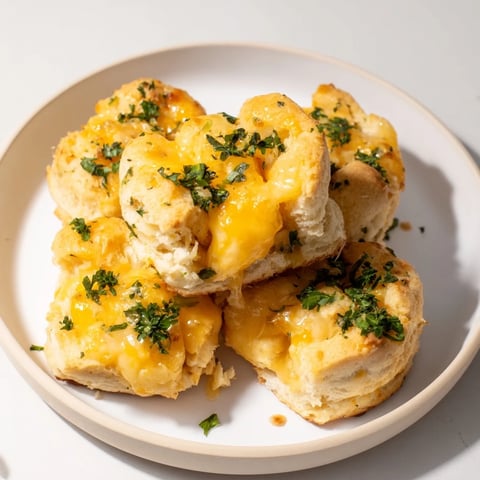 Golden-brown Mini Cheddar Bay Biscuit Pull-Aparts, warm from the oven, ready for sharing with friends.