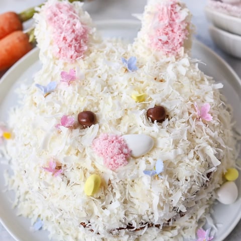 A delightful Spring Bunny Carrot Cake; a whimsical, frosted dessert for Easter.