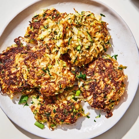 Golden-brown high-protein chicken zucchini fritters, perfectly shaped and ready to be served hot.
