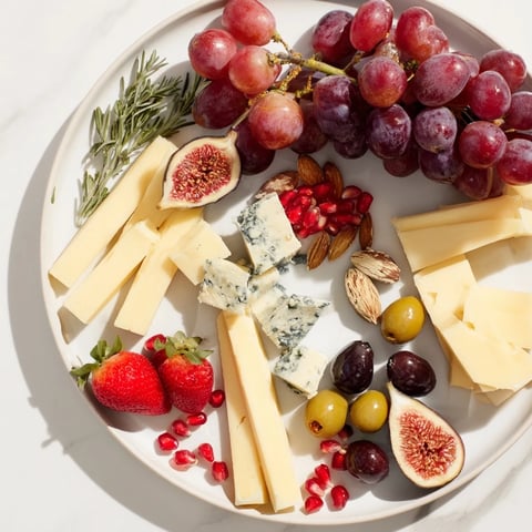 A vibrant The Final Curtain grazing board overflowing with cheeses, fruits, and charcuterie for guests to enjoy.