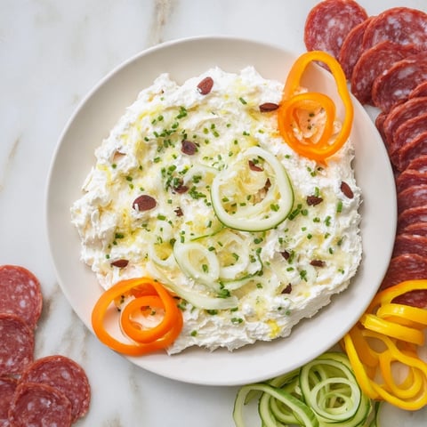 Vibrant Medusa Curls party platter featuring radiating prosciutto and pepper "snakes" around creamy dip.