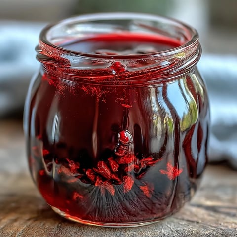 A glass of homemade Black Currant Shrub with a deep purple hue, ready to be mixed into a refreshing beverage.