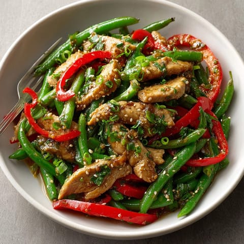 Tender turkey and crisp green beans covered in a savory garlic-butter sauce; the 20-Minute Turkey Stir-Fry.