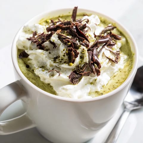 See the vibrant green matcha swirling in this rich, decadent Matcha Hot Cocoa Protein Mug!