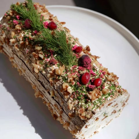 Yuletide Log Cheese Centerpiece