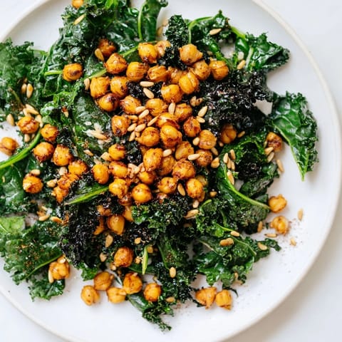 Warm Kale Crispy Chickpeas
