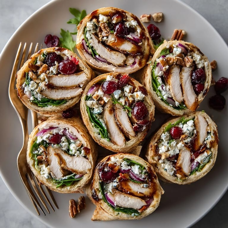 See the delightful layered Cherry Balsamic Glazed Turkey Wraps, perfect with creamy goat cheese for a satisfying bite.