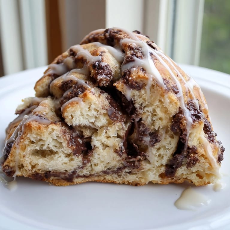 A batch of rustic, flaky Chocolate Cinnamon Roll Scones, perfect for a weekend brunch.