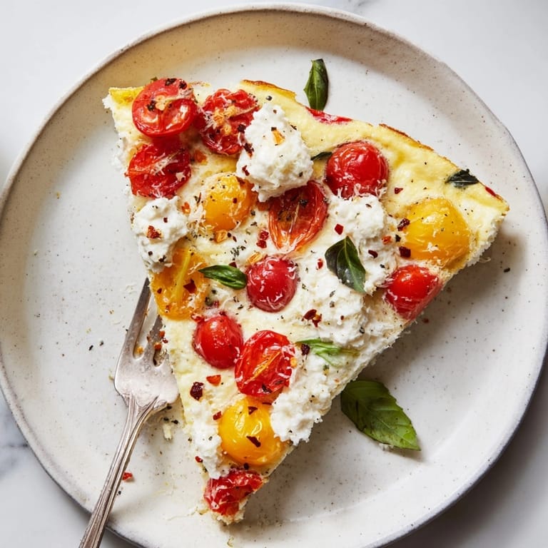 Warm, comforting Ricotta Tomato Basil Frittata: a vibrant, sunny Italian-inspired egg bake.
