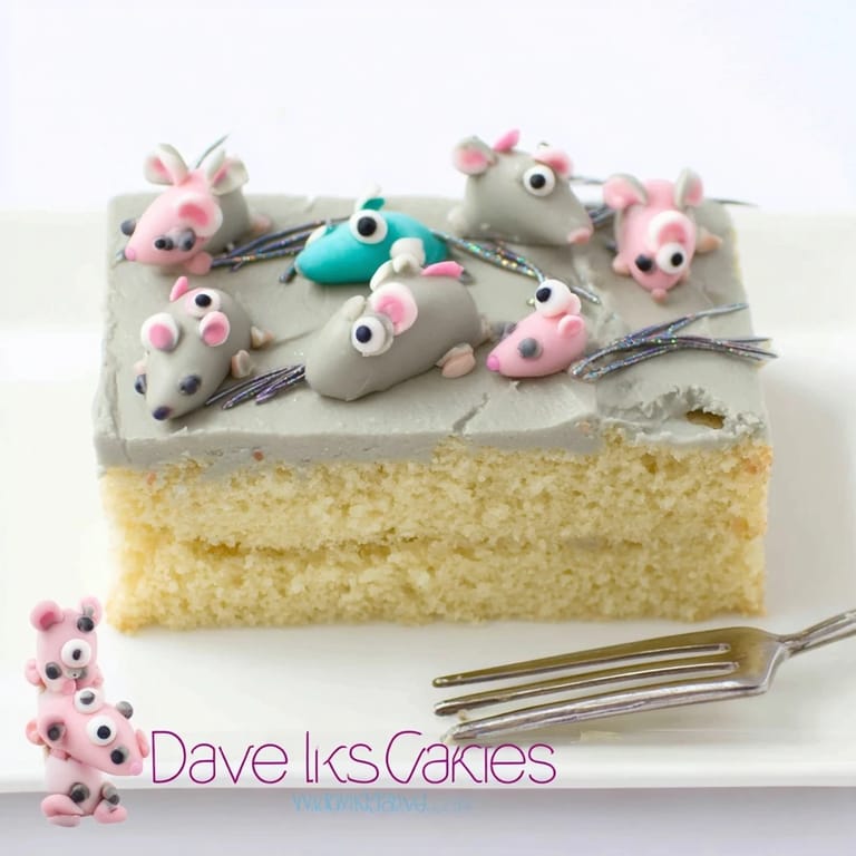 Colorful layers of creamy frosting on this whimsical Rat Cake Birthday Sheet Bake.  