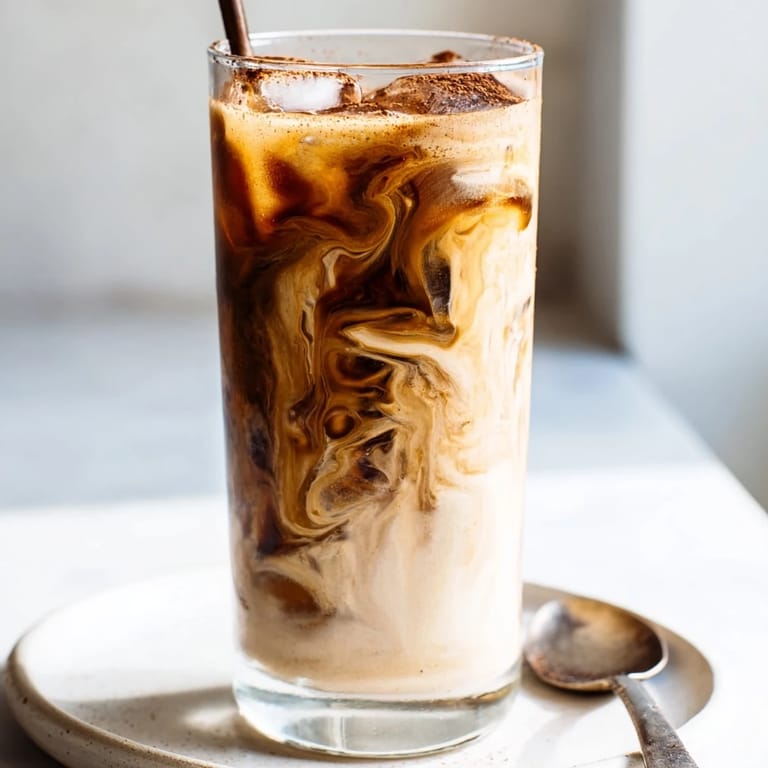 Nutty tahini iced coffee served in tall glasses, perfect for hot days.