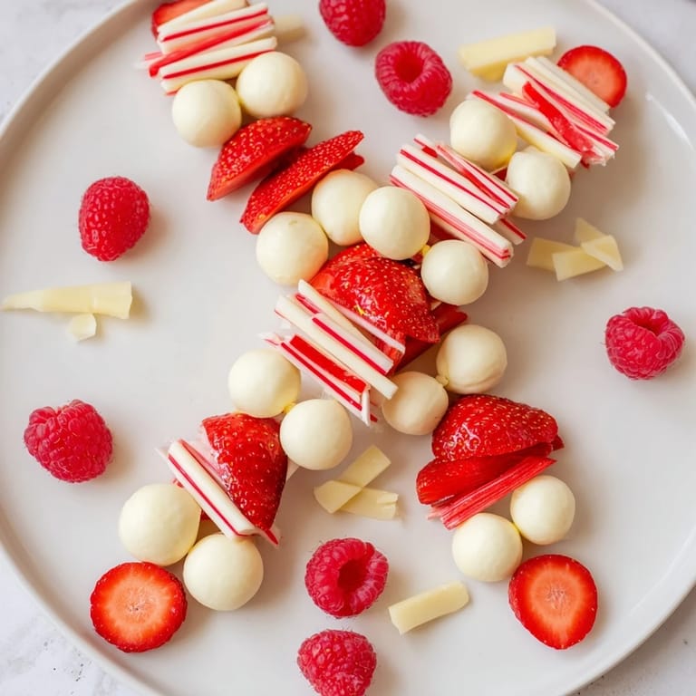 This Festive Red and White Candy Cane Snack Board is a beautiful arrangement of sweet and savory treats for sharing.
