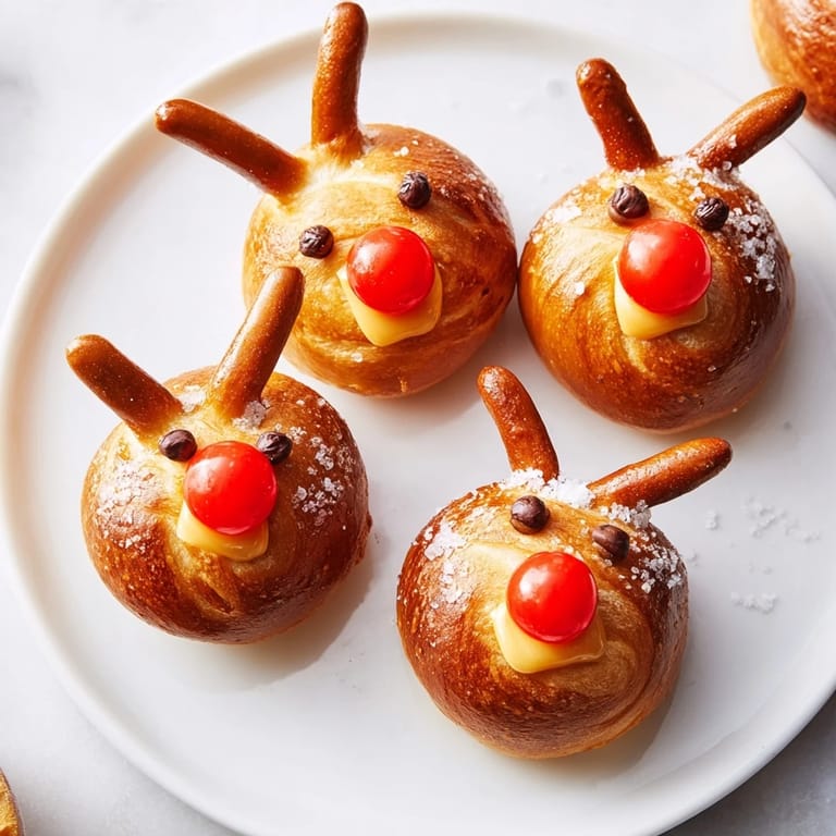 Warm, golden Rudolfs Red Nose Pretzel Bites, a festive appetizer perfect for holiday parties.