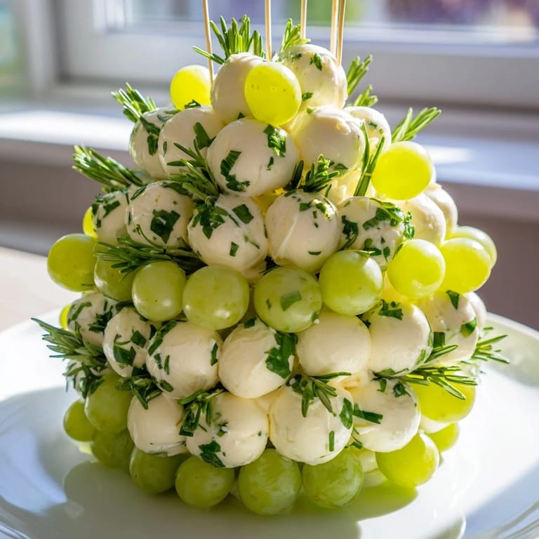 A visually appealing Mistletoe Kissing Ball: a flavorful, handcrafted appetizer garnished with fresh herbs.