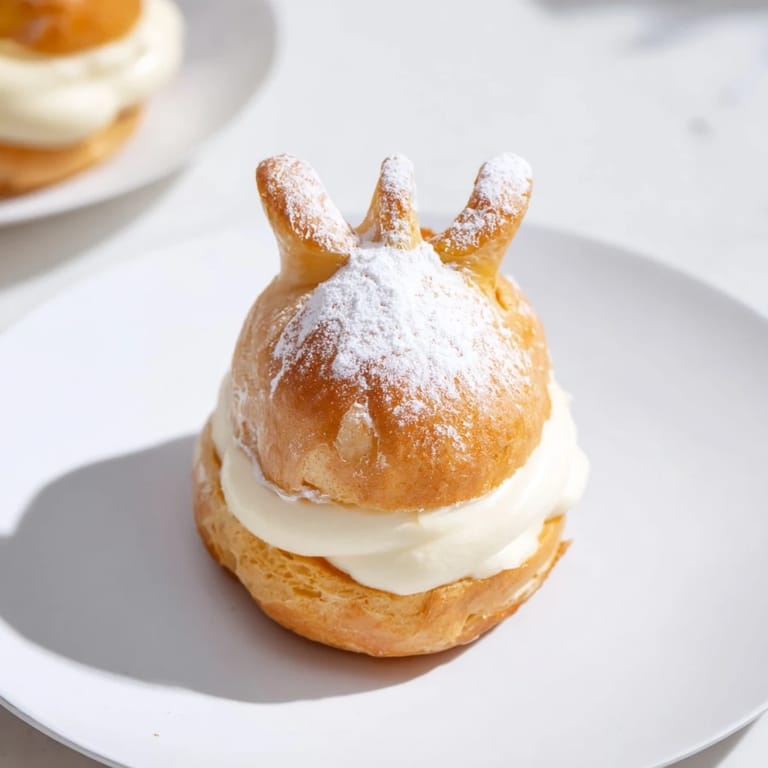 Delicate Elegant Swan Mini Pastries dusted with powdered sugar, an elegant dessert perfect for tea time.