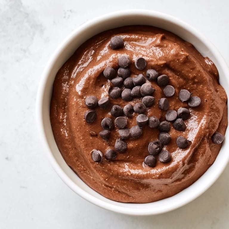 Enjoy the rich chocolate flavor of this homemade gluten-free brownie batter dip served with fresh strawberries.