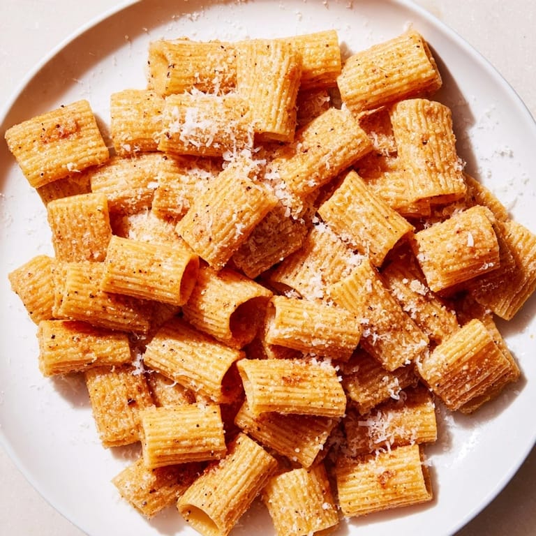 Air-fried pasta chips, perfectly golden and seasoned, ready as a quick and easy Italian-American snack.