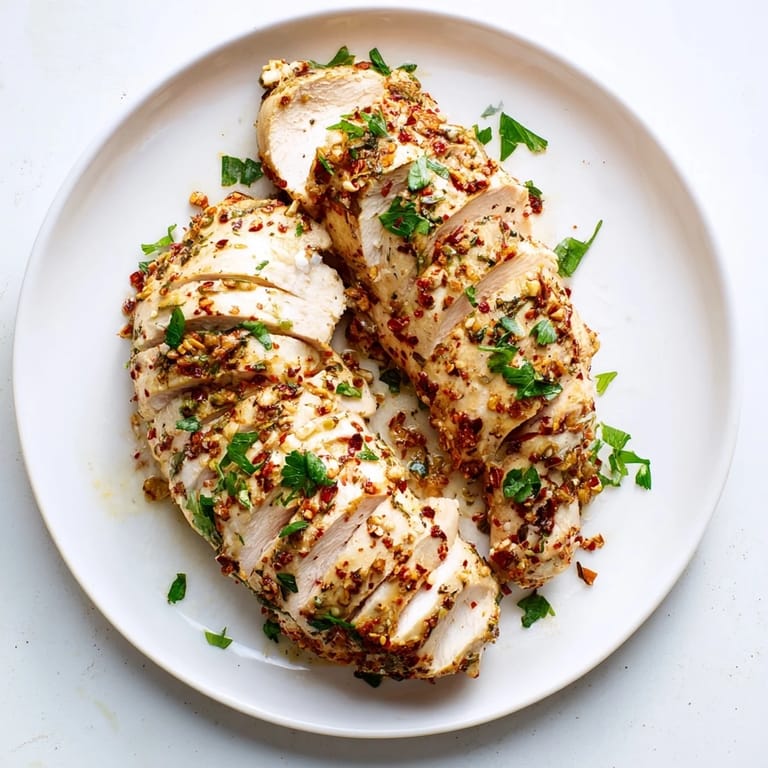 Tender, marinated Greek yogurt chicken breasts, glistening and flavorful after baking to perfection.