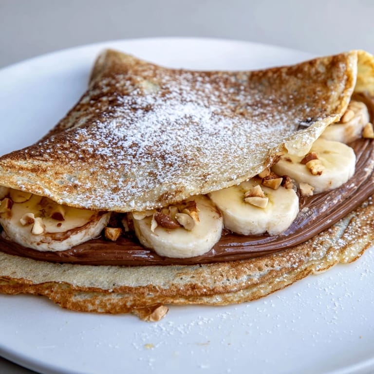 Warm Banana Nutella Wrap, showcasing layers of Nutella and banana, ready for a sweet treat.