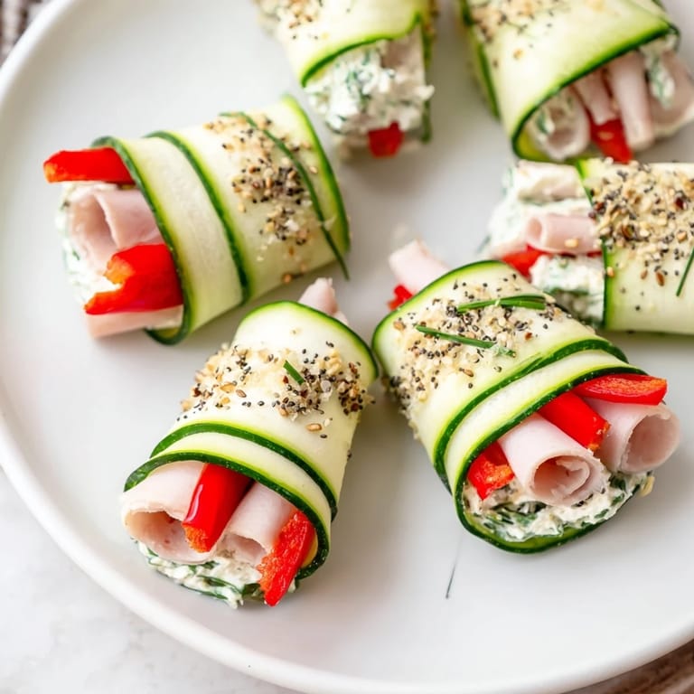 Cool, refreshing cucumber roll-ups, an easy low-carb appetizer perfect for any occasion.